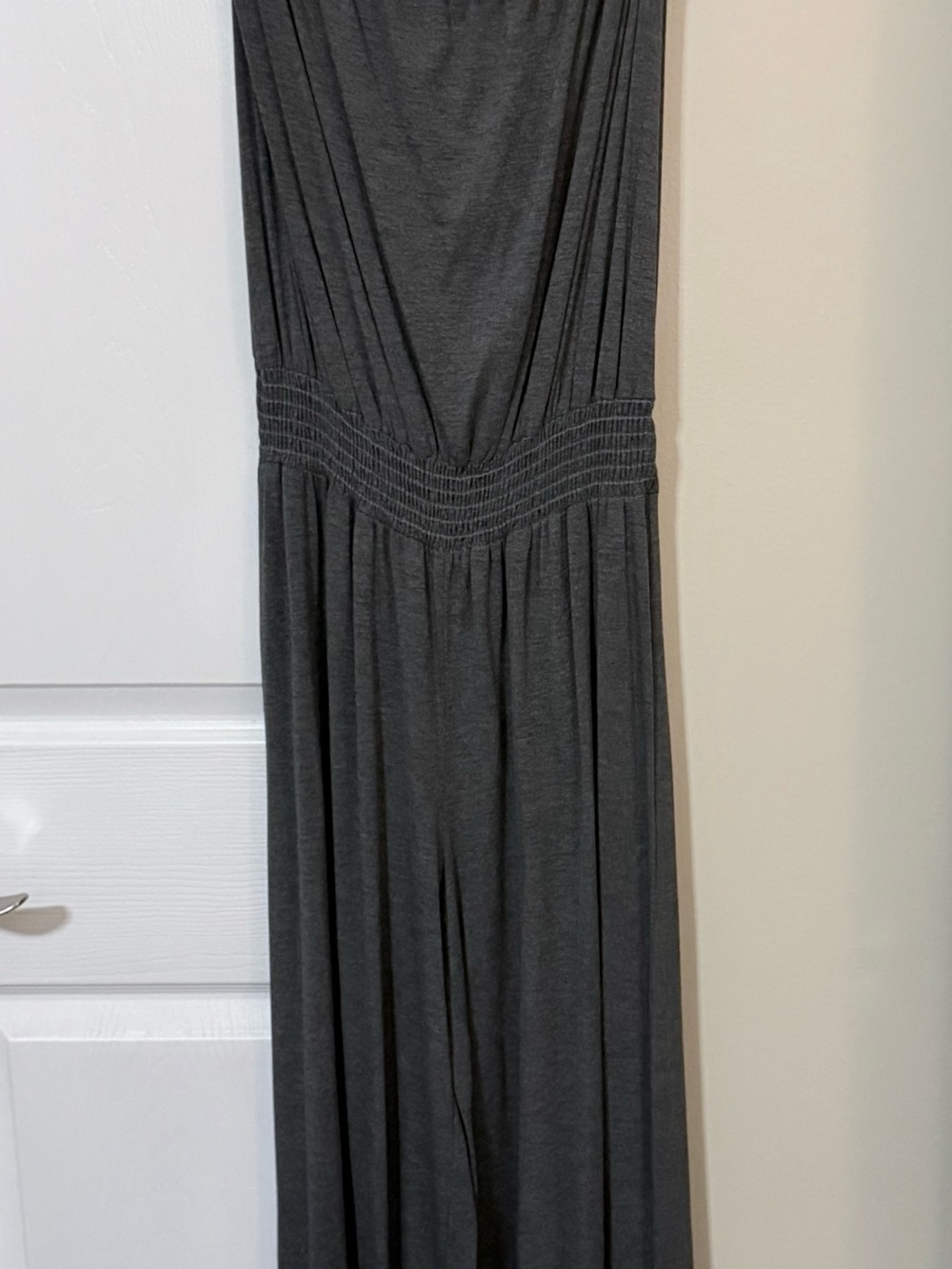 Women's Gray Smocked-Waist Strapless